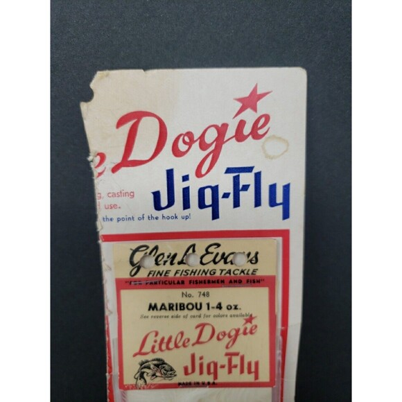 Glen L Evans Little Dogie Jig Fly NOS VTG 1950s On Original Card Display #748 WH - Picture 2 of 12
